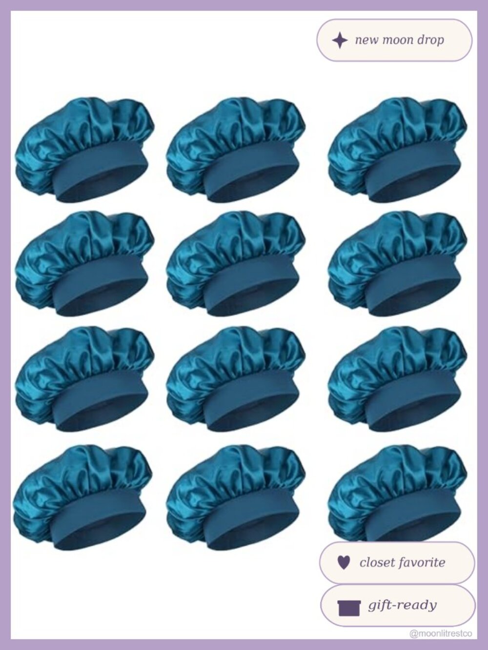 Satin Bonnet Hair Wrap Sleep Cap with Tie Band One Size 12 Pack